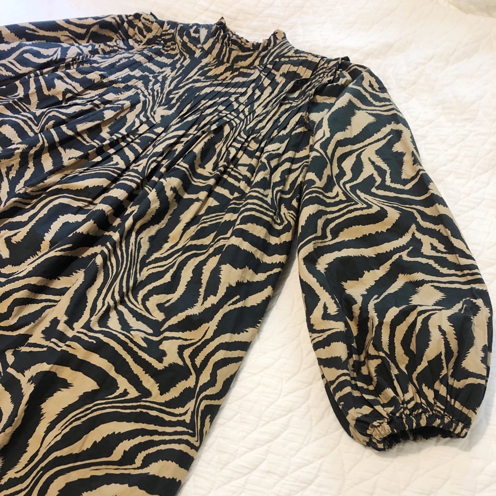 GANNI Zebra Print Poplin Dress 40 - Picture 3 of 6